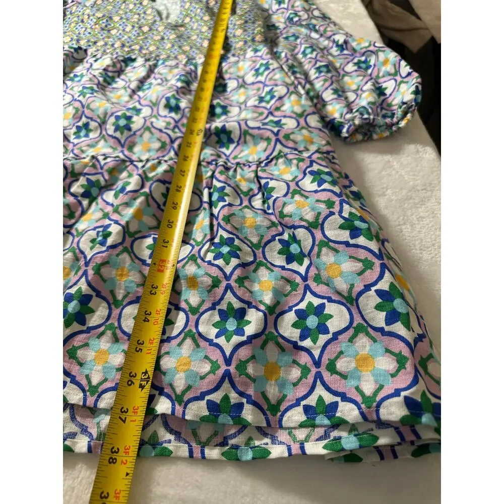 Boden Blue & Green Patterned Midi Dress - Picture 4 of 7